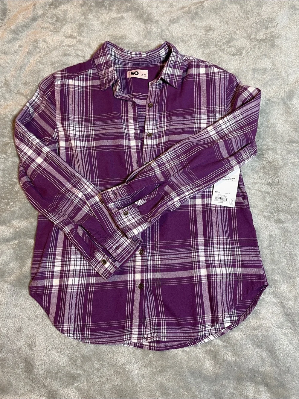 NWT SO Kids Purple Plaid Button Front Shirt